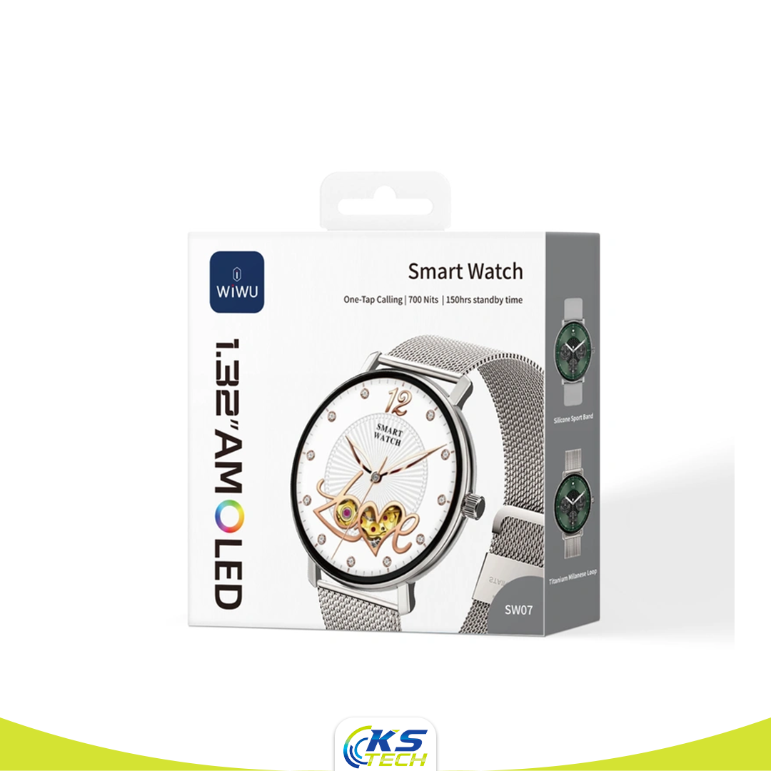 Montre connectée WIWU SW07 avec écran tactile rond et bracelet silicone